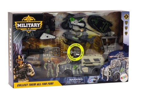 LEAN Toys Zestaw Militarny Wojskowy Wóz Bojowy Helikopter Żołnierze Akcesoria Dźwięki
