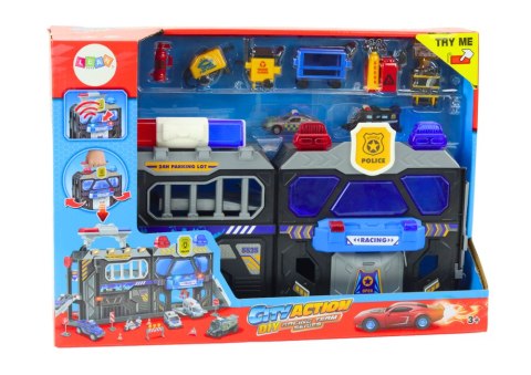 LEAN Toys Zestaw Rozkładany Tor Garaż W Walizce Policja Światła I Dźwięki