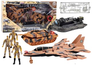 LEAN Toys Zestaw Wojskowy Militarny Czołg Odrzutowiec Żołnierze Dźwięk Światła