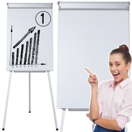 LEAN Tablica Magnetyczna Wielofunkcyjna Flipchart Na Trójnogu Biała 70x100cm