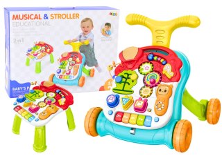 LEAN Toys Chodzik Pchacz Stolik Edukacyjny 2w1 Interaktywny Światło i Dźwięk