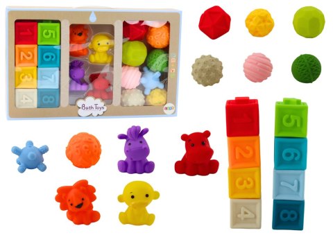 LEAN Toys Miękkie Klocki Edukacyjne Do Kąpieli 20 Elementów Zwierzęta Kształty