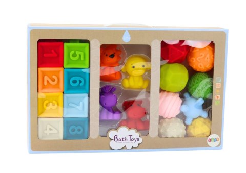 LEAN Toys Miękkie Klocki Edukacyjne Do Kąpieli 20 Elementów Zwierzęta Kształty