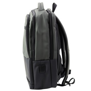 LEAN Plecak Miejski Biznesowy USB Kieszeń Na Laptopa Czarno Szary 16L 41cm