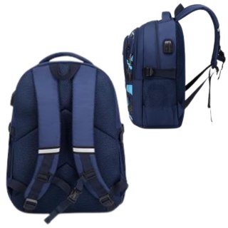 LEAN Plecak Szkolny Dziecięcy Pas Piersiowy Granatowy Rakieta Kosmos 20L 41cm