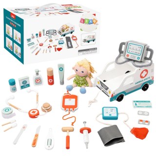 LEAN Toys Zestaw Ratunkowy Dla Małego Ratownika Akcesoria Drewno 22El