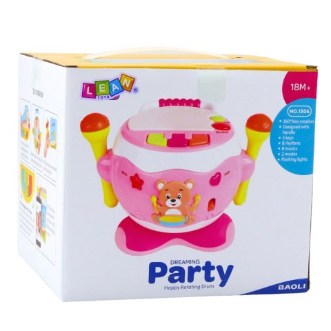 LEAN Toys Bębenek Dla Dzieci Muzyczny Interaktywny Światła Dźwięki Różowy