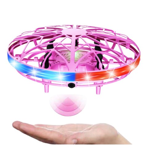 LEAN Toys Dron UFO Sterowany Ręką RC Światła LED Różowy