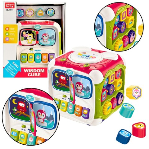 LEAN Toys Duża Kostka Edukacyjna Wielofunkcyjna Pianinko Sorter Bębenek