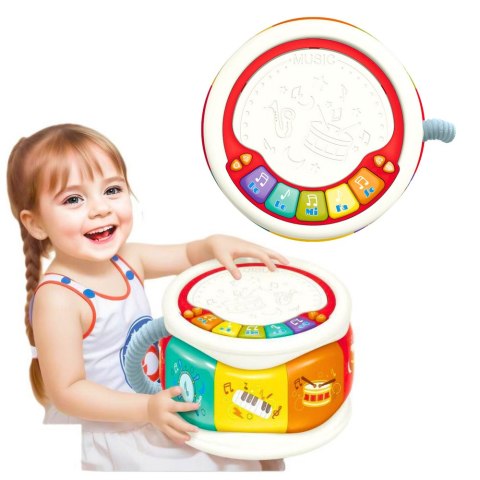 LEAN Toys Duży Interaktywny Bębenek Edukacyjny Dla Malucha Kolorowy
