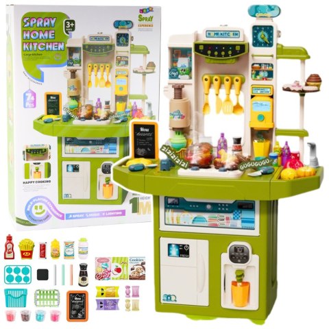 LEAN Toys Kuchnia Dziecięca Z Akcesoriami Zlew Z Obiegiem Para Światła Dźwięki 71el