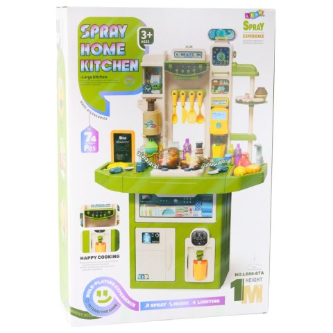LEAN Toys Kuchnia Dziecięca Z Akcesoriami Zlew Z Obiegiem Para Światła Dźwięki 71el