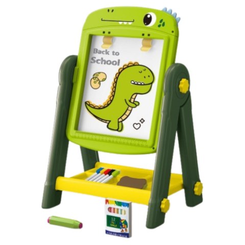 LEAN Toys Tablica Dwustronna Magnetyczna Suchościeralna Dinozaur Zielona Akcesoria