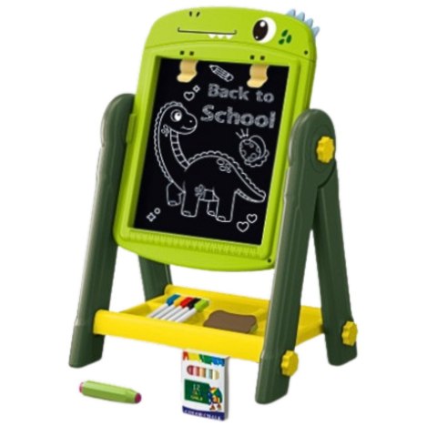 LEAN Toys Tablica Dwustronna Magnetyczna Suchościeralna Dinozaur Zielona Akcesoria