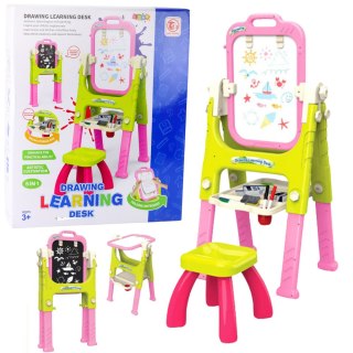 LEAN Toys Tablica Edukacyjna 5w1 Z Krzesełkiem Wielofunkcyjna Akcesoria Różowa