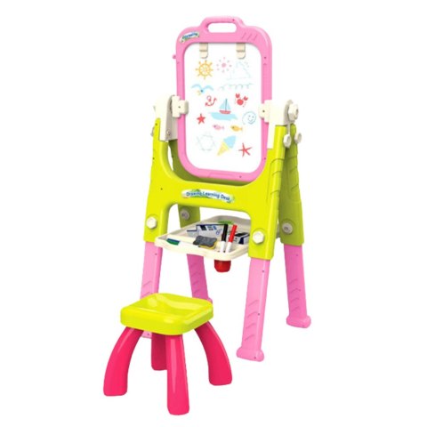 LEAN Toys Tablica Edukacyjna 5w1 Z Krzesełkiem Wielofunkcyjna Akcesoria Różowa
