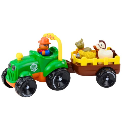 LEAN Toys Traktor Z Napędem Interaktywny Zwierzątka Przyczepa Dźwięki Światła
