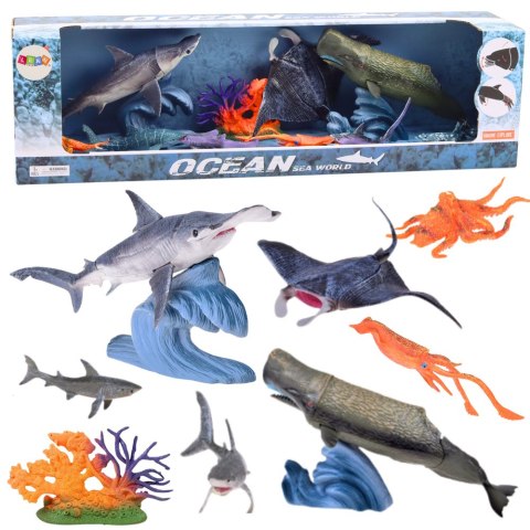 LEAN Toys Zestaw Figurki Zwierzęta Morskie Ruchome Elementy Płaszczka