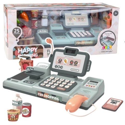 LEAN Toys Zestaw Kasa Sklepowa Produkty Spożywcze Czytnik Telefon 25El