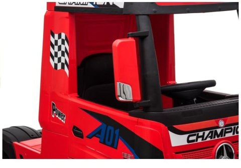 LEAN CARS Auto na Akumulator Mercedes Actros Czerwony Lakierowany MP4 LEAN CARS Auto na Akumulator Mercedes Actros Czerwony Lakierowany MP4