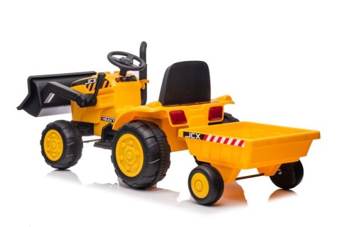 LEAN CARS Traktor Na Akumulator Z Przyczepą S617 Żółty LEAN CARS Traktor Na Akumulator Z Przyczepą S617 Żółty