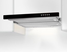 AKPO Okap podszafkowy teleskopowy AKPO WK-7 LIGHT GLASS 60 INOX CZARNY (600mm; kolor inox, front czarne szkło)