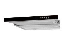 AKPO Okap podszafkowy teleskopowy AKPO WK-7 LIGHT GLASS 50 INOX CZARNY (500mm; kolor inox, front czarne szkło)