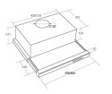 AKPO Okap podszafkowy teleskopowy AKPO WK-7 LIGHT GLASS 50 INOX CZARNY (500mm; kolor inox, front czarne szkło)