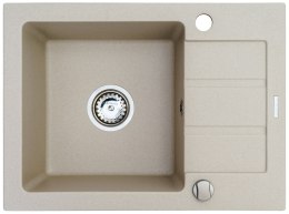 Maidsinks Zlewozmywak granitowy jednokomorowy z ociekaczem Maidsinks 62x44 1B 1D beż piaskowy (Pyragranit; kolor beżowy)