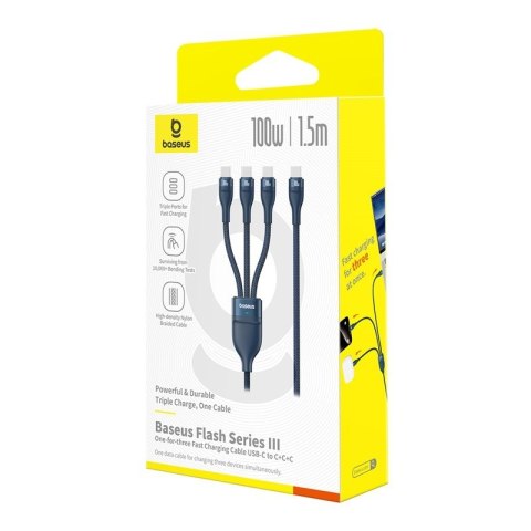 Baseus Kabel Baseus Flash Series 3 100W 1,5m (niebieski) Baseus Kabel Baseus Flash Series 3 100W 1,5m (niebieski)