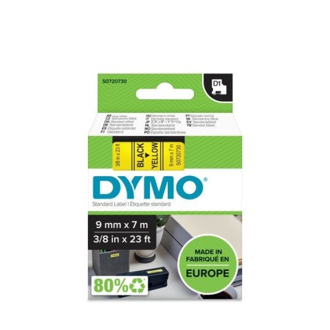 DYMO Taśma DYMO D1- 9mm x 7m czarny/żółty S0720730 (9 mm ) DYMO Taśma DYMO D1- 9mm x 7m czarny/żółty S0720730 (9 mm )