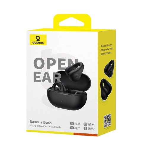 Baseus Słuchawki powietrzne Baseus 15 Clip Open-Ear czarny Baseus Słuchawki powietrzne Baseus 15 Clip Open-Ear czarny