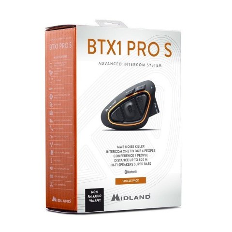 MIDLAND Interkom motocyklowy Midland BTX1 PRO S-SINGLE na 1 kask MIDLAND Interkom motocyklowy Midland BTX1 PRO S-SINGLE na 1 kask