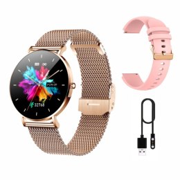 Manta Multimedia Sp. z o.o. Smartwatch zegarek damski Manta Alexa złoty + różowy pasek