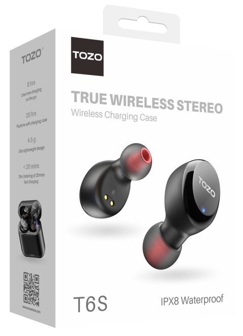 TOZO Słuchawki TWS TOZO T6S Black TOZO Słuchawki TWS TOZO T6S Black