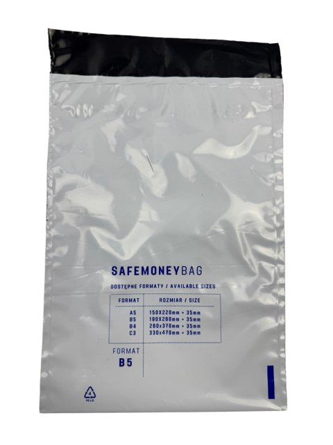 BESTPAK SAFEMONEYBAG Koperty bezpiecznie depozytowe transparent B4 260mmx370mm+35mm 100 szt BESTPAK SAFEMONEYBAG Koperty bezpiecznie depozytowe transparent B4 260mmx370mm+35mm 100 szt