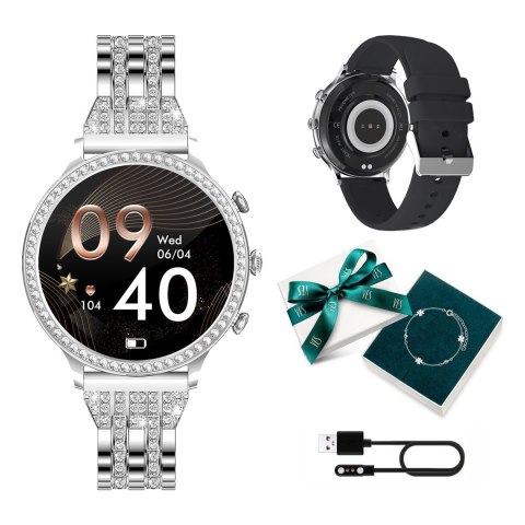 Manta Multimedia Sp. z o.o. Smartwatch damski Manta Diamond Lusso srebrny + bransoletka YES Manta Multimedia Sp. z o.o. Smartwatch damski Manta Diamond Lusso srebrny + bransoletka YES