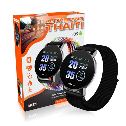 Media tech MEDIA-TECH SMARTBAND THAITI, MONITORING CIŚNIENIA KRWI, PULSU ORAZ INNYCH PARAMETRÓW, DWA PASKI NYLONOWE W ZESTAWIE MT871 Media tech MEDIA-TECH SMARTBAND THAITI, MONITORING CIŚNIENIA KRWI, PULSU ORAZ INNYCH PARAMETRÓW, DWA PASKI NYLONOWE W ZESTAWIE MT871