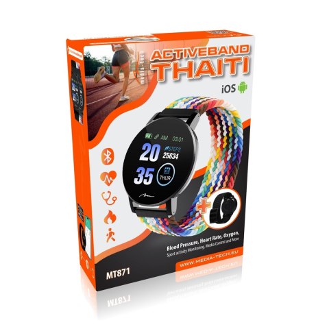 Media tech MEDIA-TECH SMARTBAND THAITI, MONITORING CIŚNIENIA KRWI, PULSU ORAZ INNYCH PARAMETRÓW, DWA PASKI NYLONOWE W ZESTAWIE MT871 Media tech MEDIA-TECH SMARTBAND THAITI, MONITORING CIŚNIENIA KRWI, PULSU ORAZ INNYCH PARAMETRÓW, DWA PASKI NYLONOWE W ZESTAWIE MT871