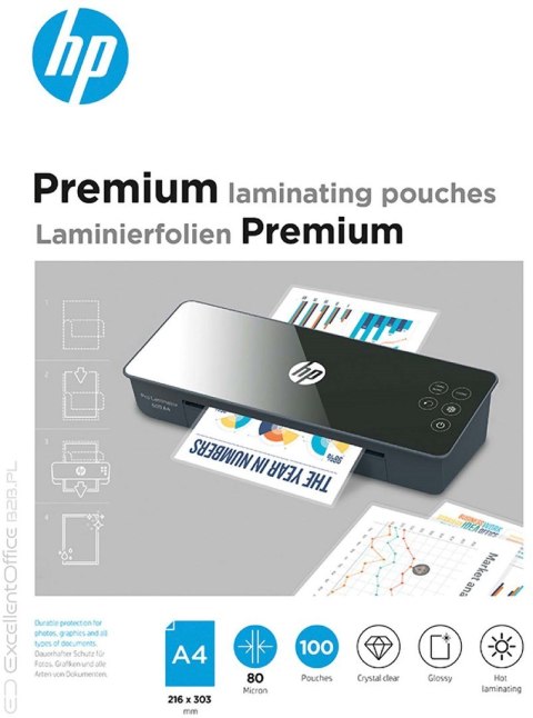 Hewlett-Packard HP Folia laminacyjna PREMIUM A4, 80 mic, 100 szt. Hewlett-Packard HP Folia laminacyjna PREMIUM A4, 80 mic, 100 szt.