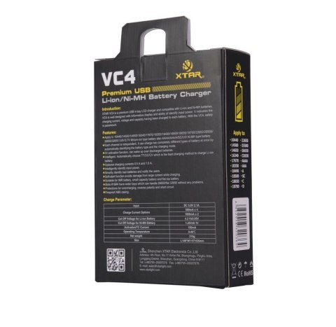 XTAR XTAR ŁADOWARKA DO AKUMULATORÓW CYLINDRYCZNYCH LI-ION/NI-MH/NI-CD 18650 VC4SL XTAR XTAR ŁADOWARKA DO AKUMULATORÓW CYLINDRYCZNYCH LI-ION/NI-MH/NI-CD 18650 VC4SL