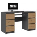 TOP E SHOP Biurko KUBA 130x51xH76 antracyt/artisan