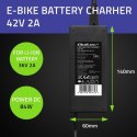 Qoltec QOLTEC ŁADOWARKA DO BATERII ROWERU ELEKTRYCZNEGO 36V | 42V | 2A | 5.5*2.5