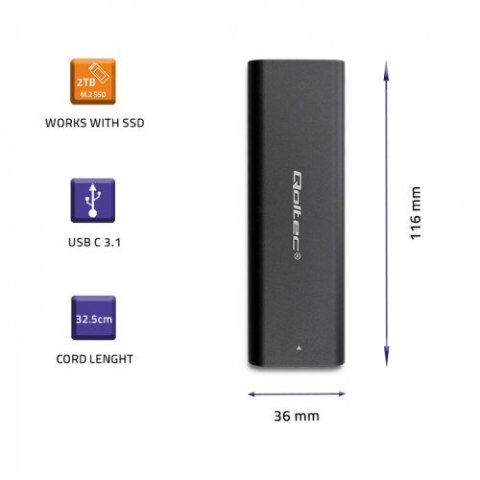 Qoltec QOLTEC OBUDOWA DO DYSKÓW KIESZEŃ M.2 SATA SSD | NVME | USB TYP C Qoltec QOLTEC OBUDOWA DO DYSKÓW KIESZEŃ M.2 SATA SSD | NVME | USB TYP C