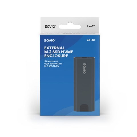 SAVIO SAVIO OBUDOWA NA DYSK ZEWN. M.2 SSD NVME, USB, AK-67 SAVIO SAVIO OBUDOWA NA DYSK ZEWN. M.2 SSD NVME, USB, AK-67