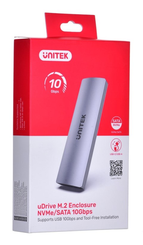 UNITEK UNITEK OBUDOWA DYSKU M.2 NVME/SATA 10 GBPS, S1230A UNITEK UNITEK OBUDOWA DYSKU M.2 NVME/SATA 10 GBPS, S1230A