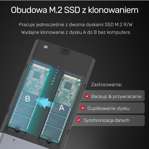 UNITEK UNITEK OBUDOWA NA DYSK/KLONOWANIE 2XM.2, PCIE/NVME UNITEK UNITEK OBUDOWA NA DYSK/KLONOWANIE 2XM.2, PCIE/NVME