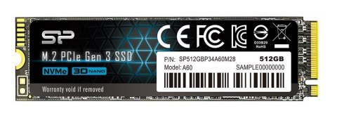 Silicon Power Dysk SSD Silicon Power A60 512GB M.2 PCIe NVMe Gen3x4 TLC 2200/1600 MB/s (SP512GBP34A60M28) Silicon Power Dysk SSD Silicon Power A60 512GB M.2 PCIe NVMe Gen3x4 TLC 2200/1600 MB/s (SP512GBP34A60M28)
