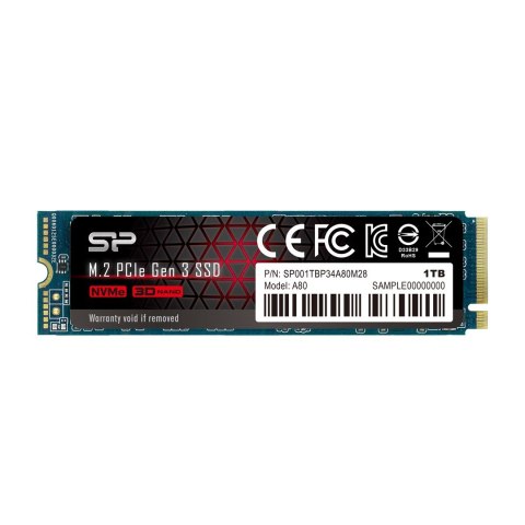 Silicon Power Dysk SSD Silicon Power A80 1TB M.2 PCIe NVMe Gen3x4 TLC 3400/3000 MB/s (SP001TBP34A80M28) Silicon Power Dysk SSD Silicon Power A80 1TB M.2 PCIe NVMe Gen3x4 TLC 3400/3000 MB/s (SP001TBP34A80M28)