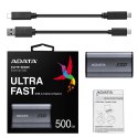 ADATA Dysk zewnętrzny SSD ADATA Elite SE880 500GB Szary